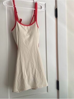 Cream Mini Dress with Coral Pink Trim